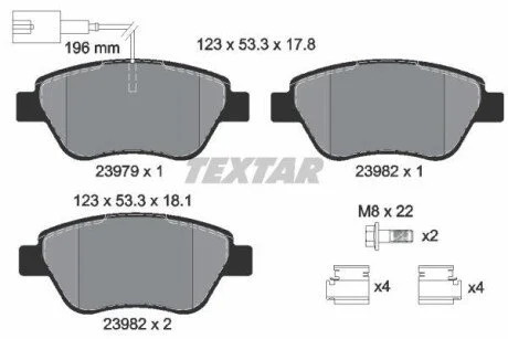 Гальмівні колодки, дискові для TEXTAR 2397901 фото товару
