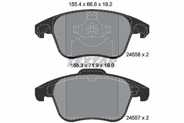 <strong>Комплект гальмівних колодок передн, DS DS 3 / DS 3, DS 4, DS 5 CITROEN C4 GRAND PICASSO I, C4 II, C4 III, C4 PICASSO I, DS4, DS5 OPEL CORSA F, MOKKA PEUGEOT 2008 II, 207 1.2-Electric 10.06- TEXTAR 2455801 (фото 1)</strong>