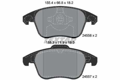 Комплект гальмівних колодок передн, DS DS 3 / DS 3, DS 4, DS 5 CITROEN C4 GRAND PICASSO I, C4 II, C4 III, C4 PICASSO I, DS4, DS5 OPEL CORSA F, MOKKA PEUGEOT 2008 II, 207 1.2-Electric 10.06- для TEXTAR 2455801 фото товару
