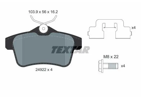 <strong>Комплект гальмівних колодок задн, DS DS 4, DS 5 CITROEN C4 II, DS4, DS5 PEUGEOT 3008, 3008 I, 308, 308 I, 5008, 5008 I, 508 I, RCZ 1.2-2.0DH 06.09- TEXTAR 2492204 (фото 1)</strong>
