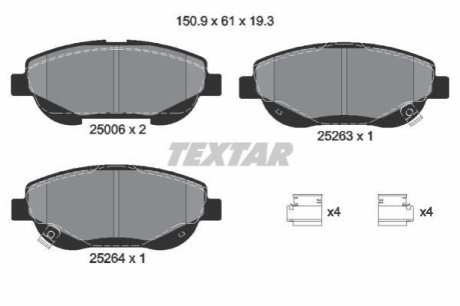 Комплект гальмівних колодок TEXTAR 2500601 (фото 1)