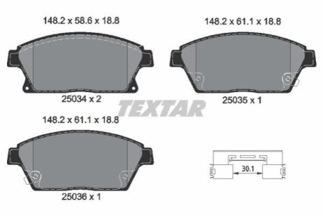 Комплект гальмівних колодок TEXTAR 2503401 (фото 1)