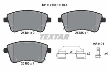 Гальмівні колодки, дискові для TEXTAR 2518401 фото товару