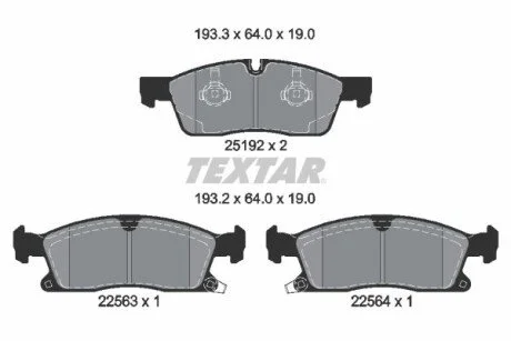Гальмівні колодки, дискові для TEXTAR 2519209 фото товару