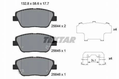 Гальмівні колодки дискові для Hyundai, KIA TEXTAR 2564401 фото товару