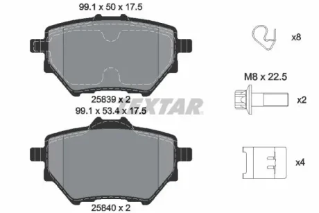 Комплект гальмівних колодок для TEXTAR 2583901 фото товару