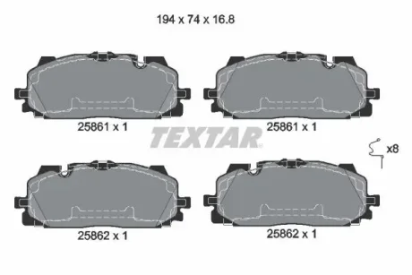 Гальмівні колодки дискові для TEXTAR 2586101 фото товару