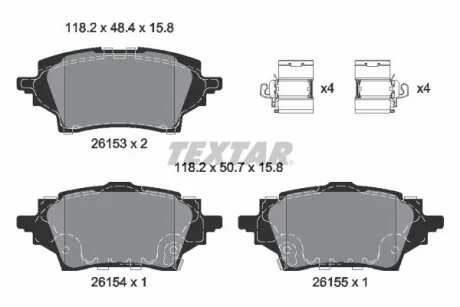 Комплект гальмівних колодок для Lexus, Toyota TEXTAR 2615301 фото товару
