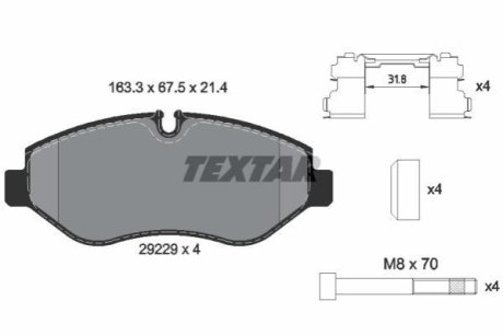 Комплект гальмівних колодок TEXTAR 2922901 (фото 1)