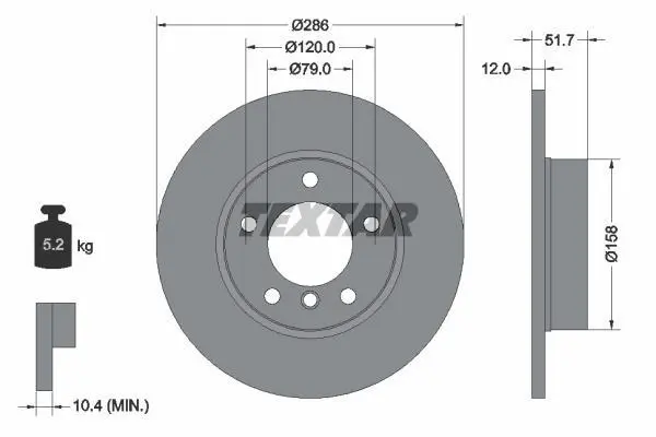 <strong>Диск гальмівний BMW 3(E36)/Z3(E36) "F D=286mm "90-"03 TEXTAR 92055503 (фото 1)</strong>