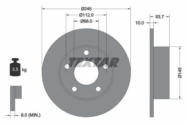 <strong>Диск гальмівний задн Лів/Прав (без маточини) AUDI A6 C5 1.8-4.2 02.97-01.05 TEXTAR 92090800 (фото 1)</strong>