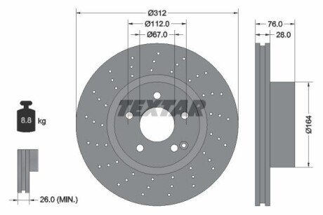 Диск гальмівний TEXTAR 92099305 фото товара