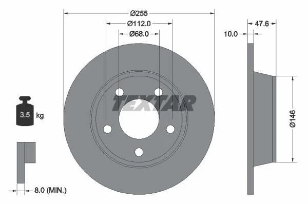 <strong>Диск гальмівний задн Лів/Прав AUDI A6 C5, ALLROAD C5 1.8-3.0 02.97-08.05 TEXTAR 92117303 (фото 1)</strong>