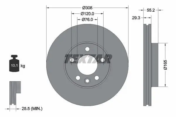 <strong>Диск гальмівний VW - замена на T92279505 TEXTAR 92121205 (фото 1)</strong>