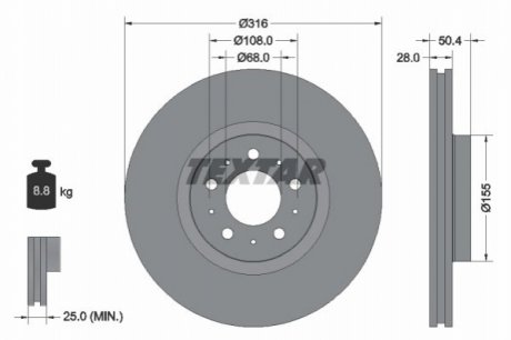 Тормозной диск TEXTAR 92126603 фото товара