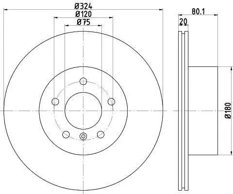 <strong>Диск гальмівний BMW X5(E53) "R D=324mm "01>> TEXTAR 92146303 (фото 1)</strong>