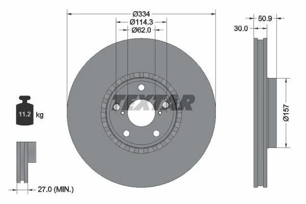 <strong>Диск гальмівний передн Лів (без маточини) LEXUS GS, IS II, IS III, RC 2.0-4.6 04.05- TEXTAR 92147800 (фото 1)</strong>