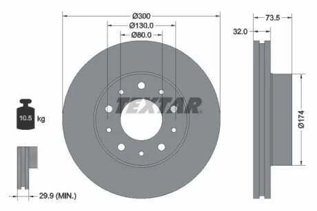 Гальмівний диск для Fiat TEXTAR 92157303 фото товара