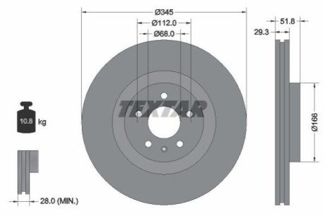 Диск гальмівний TEXTAR 92160205 фото товара