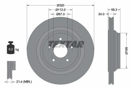 Диск тормозной для TEXTAR 92160705 фото товару