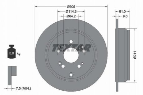 Гальмівний диск TEXTAR 92162503