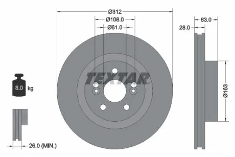Гальмівний диск для Renault TEXTAR 92167703 фото товару