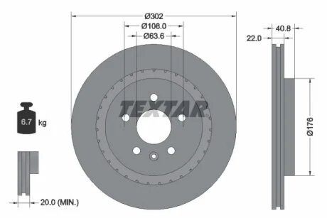 Гальмівний диск для Volvo TEXTAR 92168305 фото товару