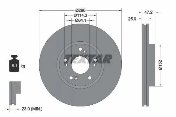<strong>Тормозной диск пер. HONDA Accord 08- (МКП) TEXTAR 92195000 (фото 1)</strong>