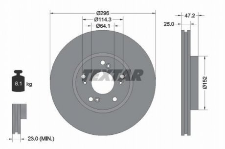 Тормозной диск пер. HONDA Accord 08- (МКП) TEXTAR 92195000 (фото 1)