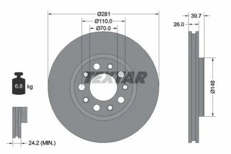 Гальмівний диск для Jeep, Alfa Romeo, Fiat TEXTAR 92230103 фото товару