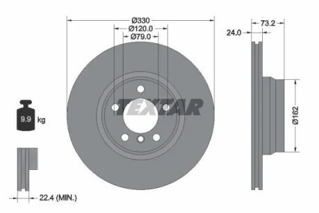 Диск гальмівний передн лів/прав BMW 2 (F22, F87), 2 (F23), 3 (F30, F80), 3 (F31), 3 GRAN TURISMO (F34), 4 (F32, F82), 4 (F33, F83), 4 GRAN COUPE (F36) 2.0-3.0D 11.11- для TEXTAR 92242003 фото товару