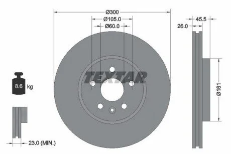 Гальмівний диск для Opel, Chevrolet TEXTAR 92243303 фото товару