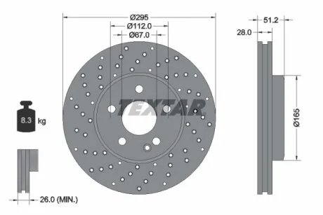 Гальмівний диск для Mercedes TEXTAR 92257505 фото товару