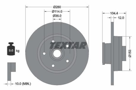 Диск гальмівний TEXTAR 92268903 фото товара