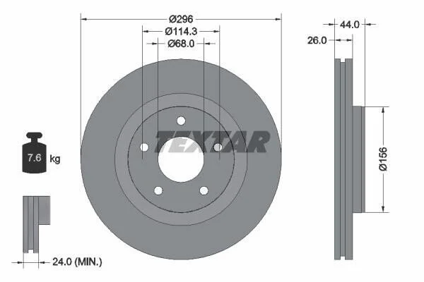 <strong>Диск гальмівний передн Лів/Прав NISSAN JUKE, PULSAR 1.6 06.10- TEXTAR 92285905 (фото 1)</strong>