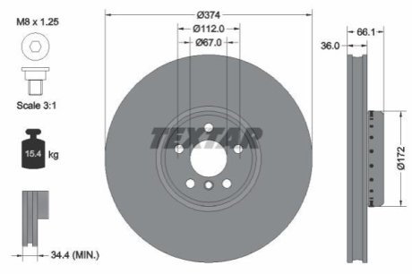 Диск гальмівний TEXTAR 92290325 фото товару