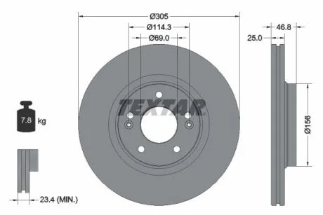 Диск гальмівний для Hyundai, KIA TEXTAR 92292205 фото товару