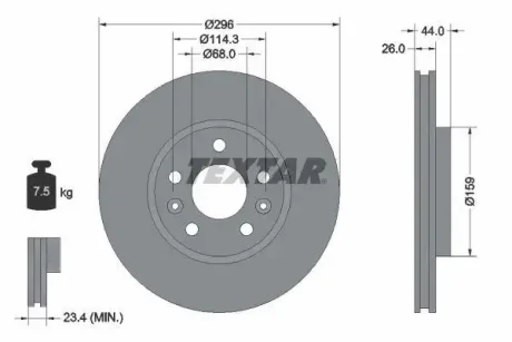 Диск гальмівний для Renault TEXTAR 92300703 фото товару