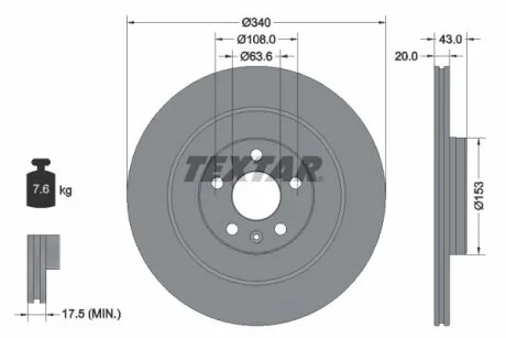 Гальмівний диск для TEXTAR 92304503 фото товару