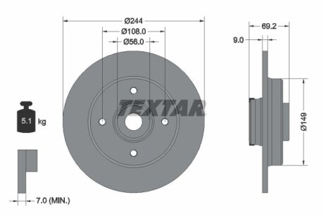 Диск гальмівний TEXTAR 92305403 фото товару