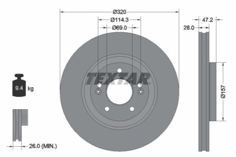 Диск гальмівний TEXTAR 92306303 фото товара