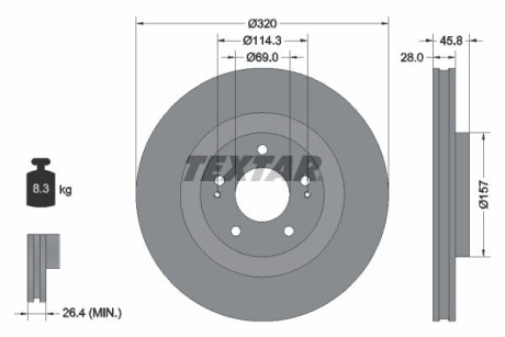 Диск гальмівний TEXTAR 92306503 фото товару