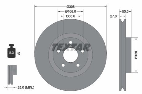 Диск гальмівний TEXTAR 92306703 фото товара