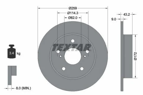 Гальмівний диск для TEXTAR 92308303 фото товару
