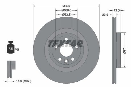 Диск гальмівний TEXTAR 92314305 фото товару