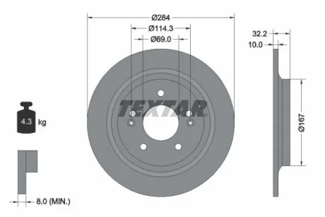 Диск гальмівний для TEXTAR 92316303 фото товару