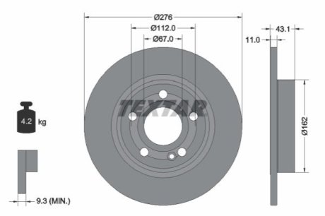 Диск гальмівний TEXTAR 92316803 фото товару