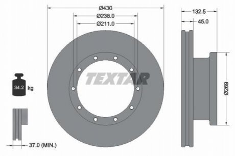 Тормозной диск TEXTAR 93087900 (фото 1)