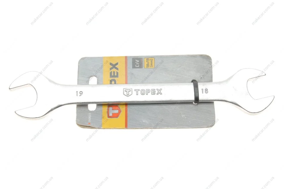 <strong>Ключ з відкритим зевом, двосторонній, 18 х 19 мм Topex 35D613 (фото 1)</strong>