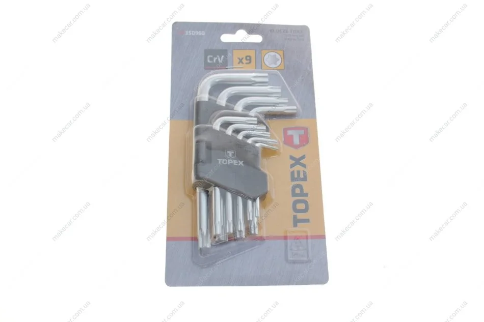 <strong>Ключі шестигранні Torx T10-T50, набір 9 шт.*1 уп. Topex 35D960 (фото 1)</strong>